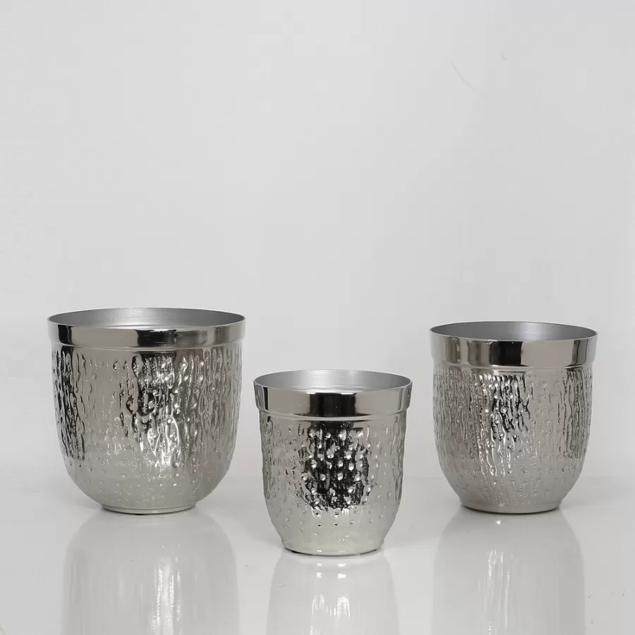 AK.IR0065 3 LU DEKORATIF VAZO SILVER-19.5xØ20/18xØ17/15xØ14