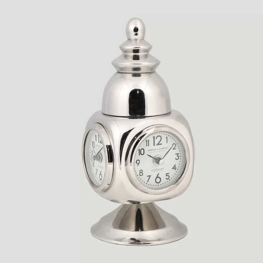 AK.IV0304 Silver Metal Küp Saat 12*12*26 cm