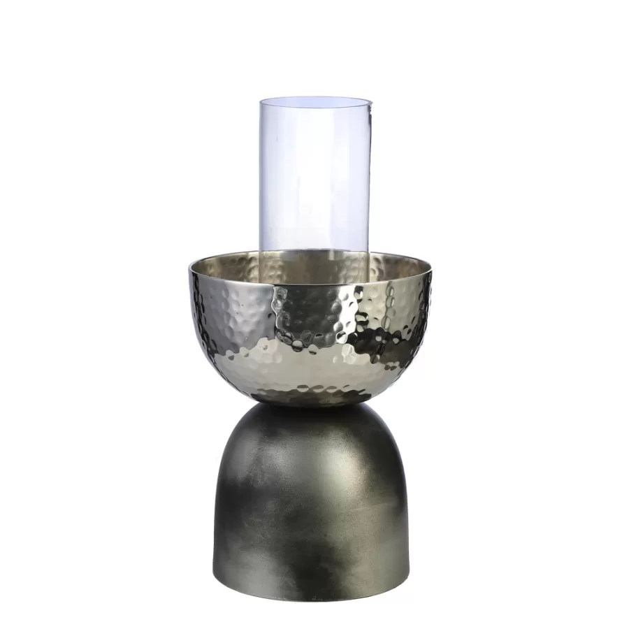 AK.JA0171 SILVER IRON KAİDELİ MUMLUK 24.5*41.5 CM