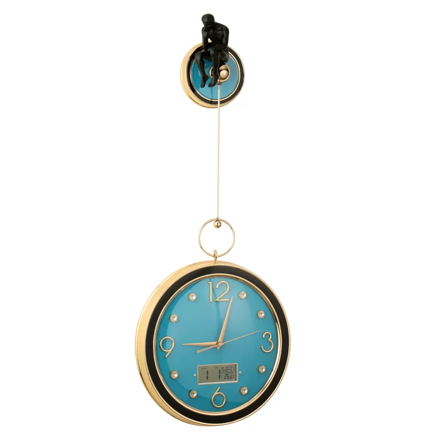 AK.JD0160 GOLD ADAM MAVİ DUVAR SAATİ 30*76*11 CM