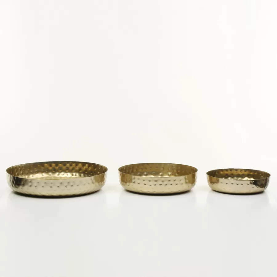 AK.JFA71000120 3 LÜ GOLD METAL TEPSİ 19.5*19.5*5 CM 25*25*5.5 CM