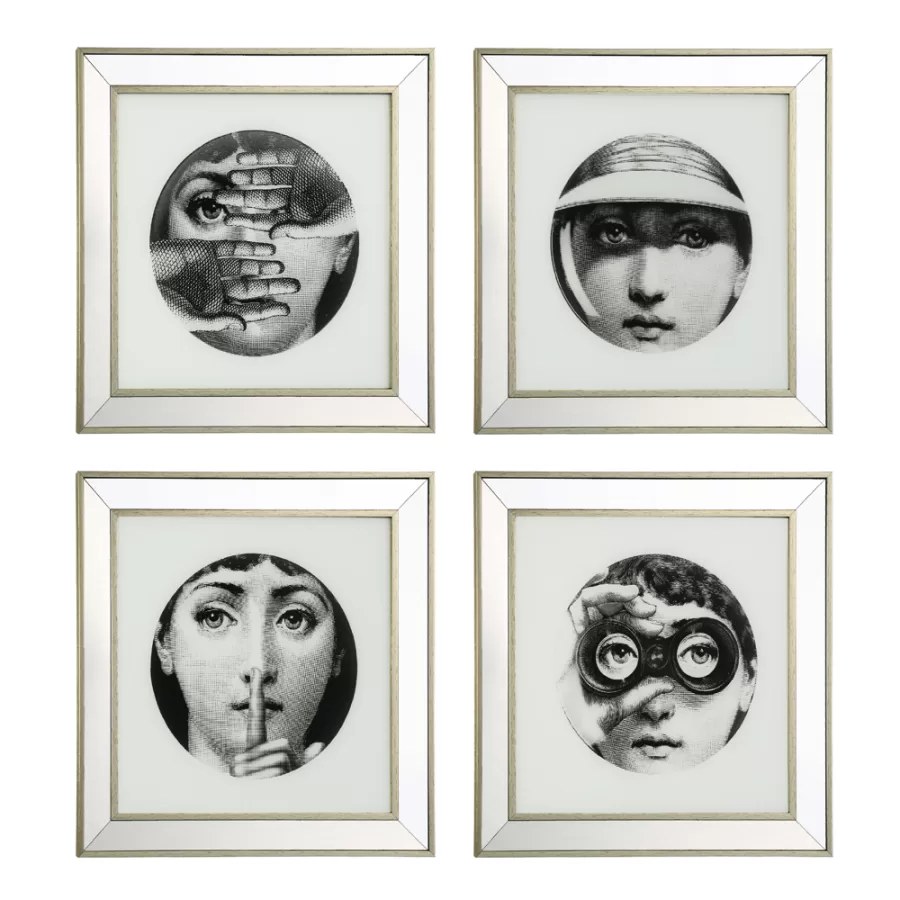 AK.TBL0261 AYNA ÇERÇEVELİ CAM BASKI TABLO 4 LÜ Set 40*40 CM