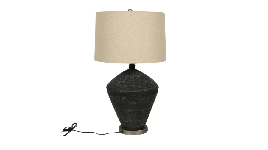 AY.VTL-0115 Antik Siyah Taş Abajur 43*43*75 cm